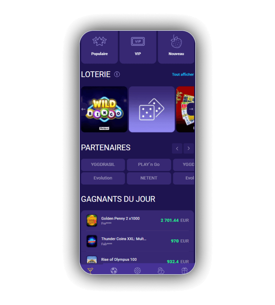 Interface du casino IgoBet